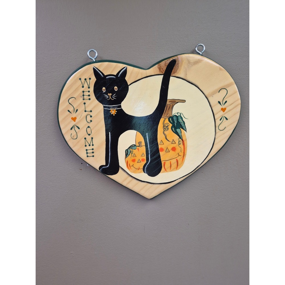 JDI Vintage Halloween Welcome Sign Black Cat Pumpkin Wood Wall Decor Mexico gift